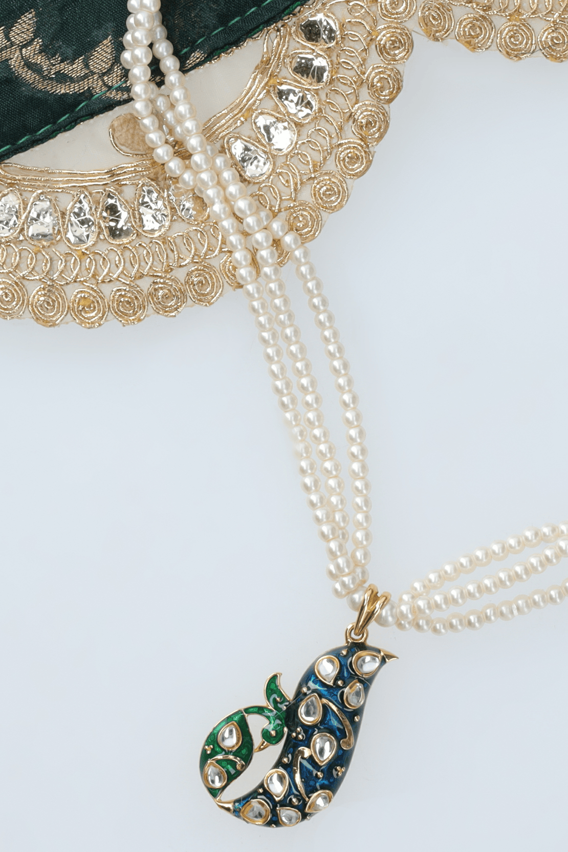 Mumtaz Silver Necklace - Green/Blue Accents – Regal Elegance