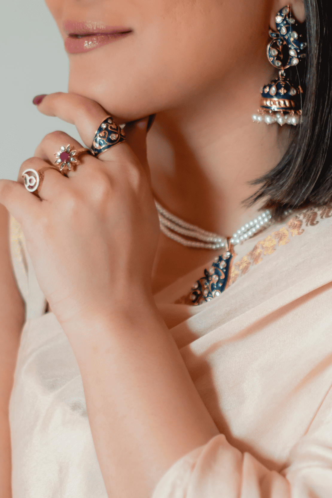 Mumtaz Silver Necklace - Green/Blue Accents – Regal Elegance